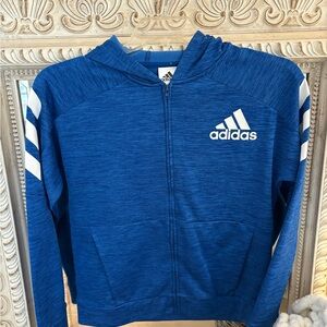 adidas Kids Royal Blue Full-Zip Hoodie with White Logo